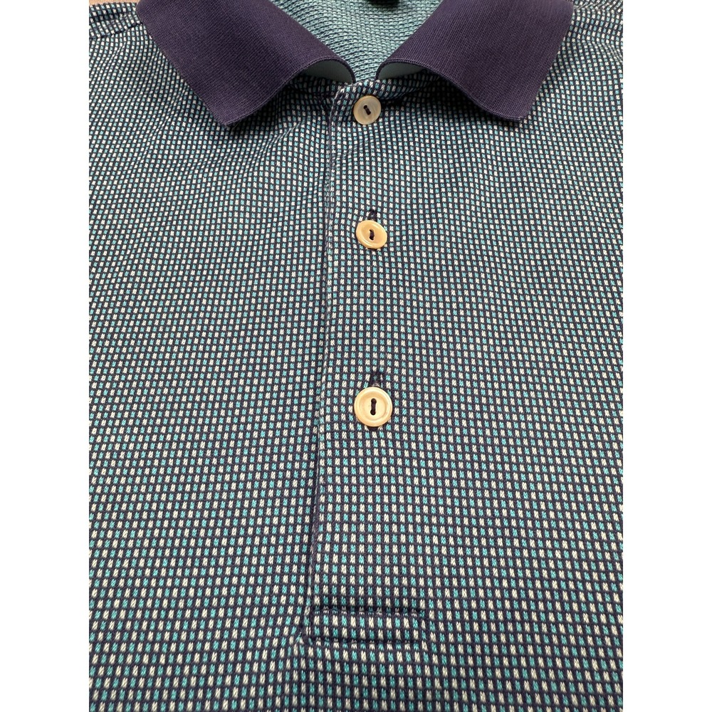 VTG Peter Millar Polo Shirt Mens M Blue 100% Cotton Textured Knit Made in Korea - Picture 6 of 15